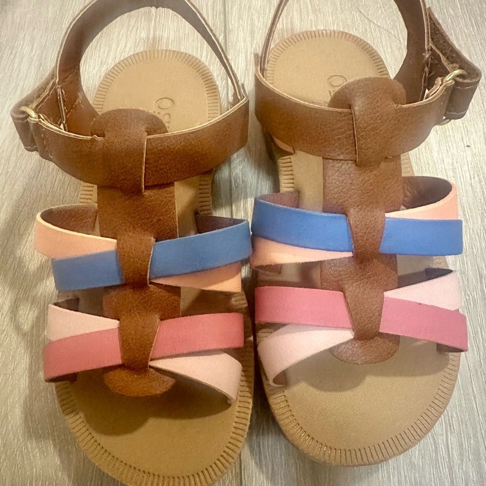 Brown and Blue Sandals with Colorful Straps